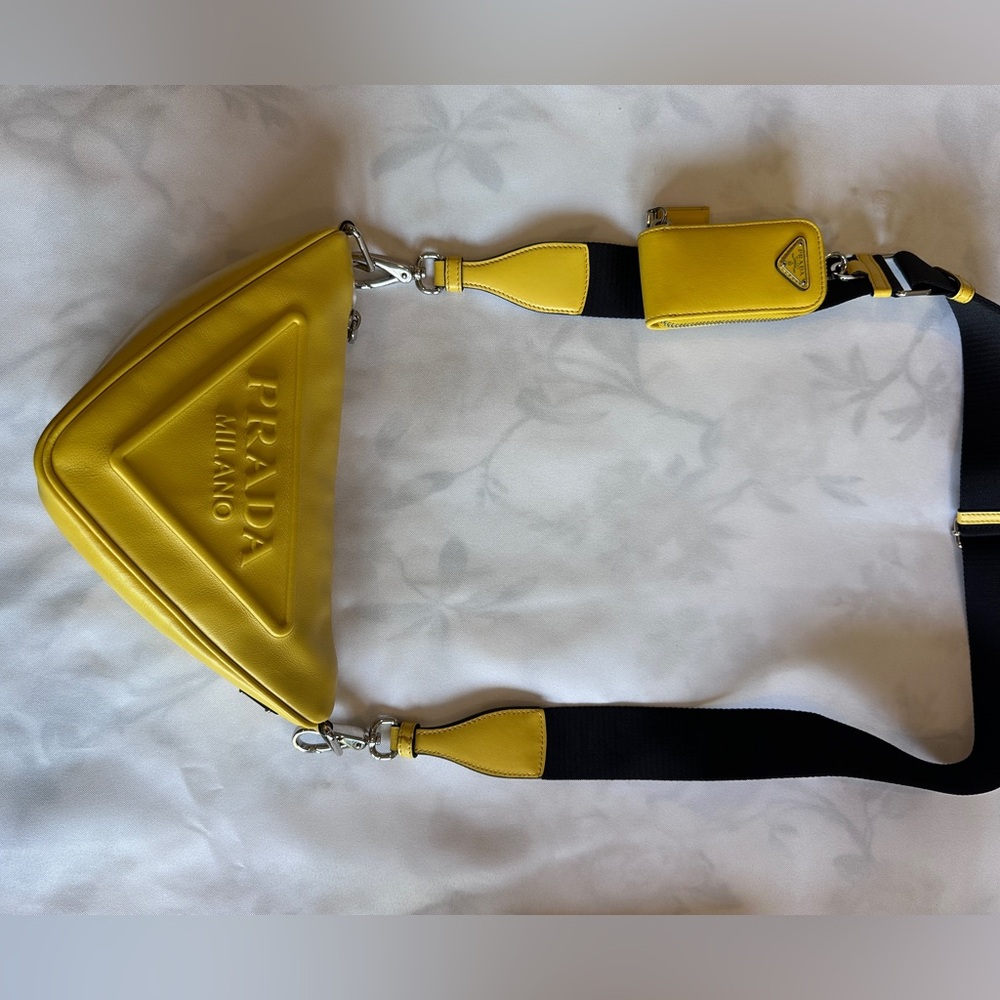 Prada Yellow Triangle Crossbody Bag (NEW without Tags)